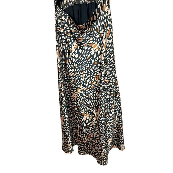 Vici Tie Front Cutout Midi Dress Modern Geometric Cheetah Print Size Small - Picture 3 of 8